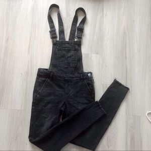 Black skinny jean overalls